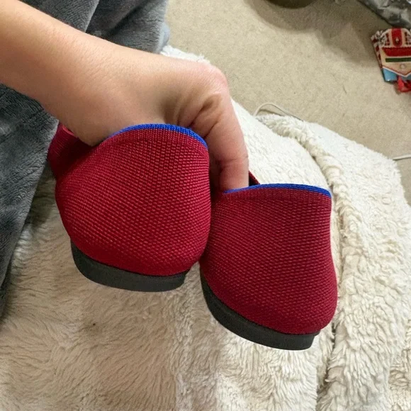 Rothy's Vibrant Red Flats with Blue Accents - Picture 2 of 4